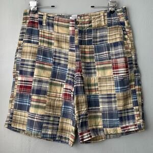 IZOD Madras Plaid Shorts Mens Size 36 Preppy Y2K Academia Patchwork Country Golf